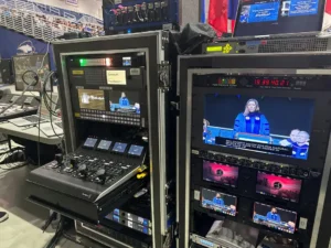 Camera flypack setup by All Visual Productions at Hofstra University graduation