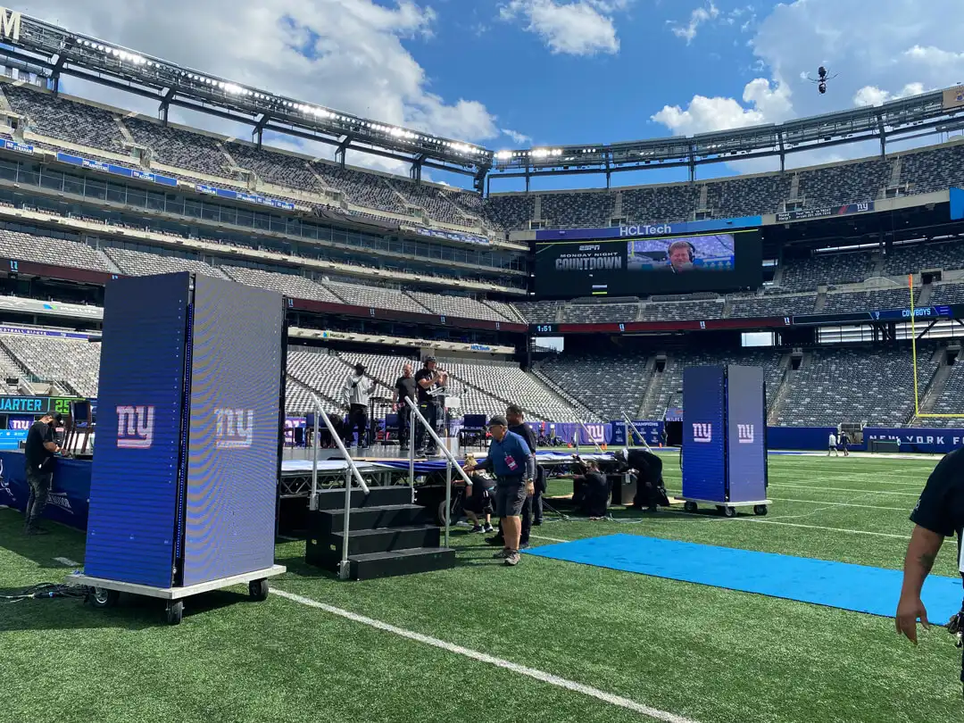 LED wall setup at MetLife Stadium in New York for ESPN Countdown, produced by Edward and the All Visual Productions team.